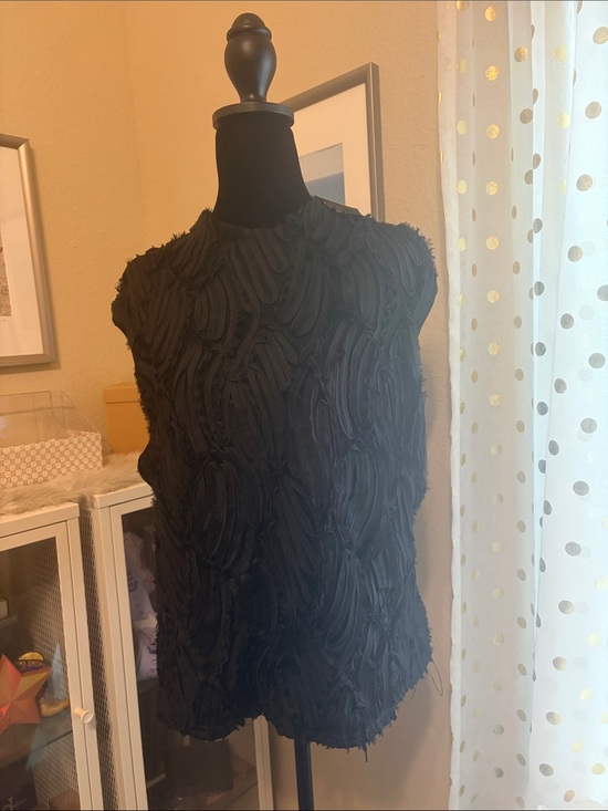 Versona Tops - Versona Black Textured Sleeveless high neck  Top xxl